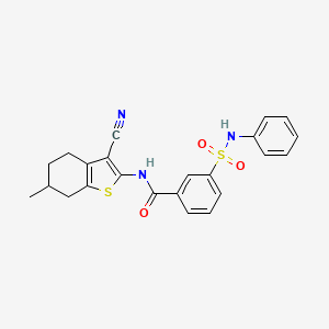 molecular formula C23H21N3O3S2 B4297678 3-(anilinosulfonyl)-N-(3-cyano-6-methyl-4,5,6,7-tetrahydro-1-benzothien-2-yl)benzamide 