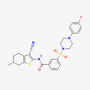 molecular formula C27H27FN4O3S2 B4297692 N-(3-cyano-6-methyl-4,5,6,7-tetrahydro-1-benzothien-2-yl)-3-{[4-(4-fluorophenyl)piperazin-1-yl]sulfonyl}benzamide 