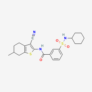 molecular formula C23H27N3O3S2 B4297727 N-(3-cyano-6-methyl-4,5,6,7-tetrahydro-1-benzothien-2-yl)-3-[(cyclohexylamino)sulfonyl]benzamide 