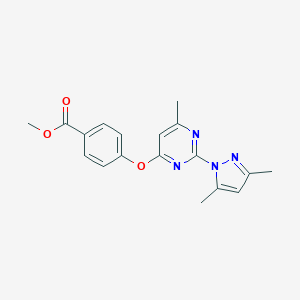molecular formula C18H18N4O3 B429773 Methyl 4-[2-(3,5-dimethylpyrazol-1-yl)-6-methylpyrimidin-4-yl]oxybenzoate CAS No. 312310-00-2