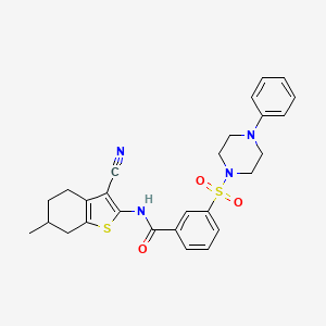 molecular formula C27H28N4O3S2 B4297735 N-(3-cyano-6-methyl-4,5,6,7-tetrahydro-1-benzothien-2-yl)-3-[(4-phenylpiperazin-1-yl)sulfonyl]benzamide 