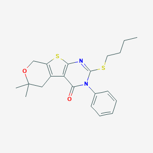 2-(butylsulfanyl)-6,6-dimethyl-3-phenyl-3,5,6,8-tetrahydro-4H-pyrano[4',3':4,5]thieno[2,3-d]pyrimidin-4-one