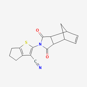 molecular formula C17H14N2O2S B4297782 2-(3,5-dioxo-4-azatricyclo[5.2.1.0~2,6~]dec-8-en-4-yl)-5,6-dihydro-4H-cyclopenta[b]thiophene-3-carbonitrile 