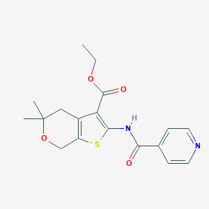 molecular formula C18H20N2O4S B429779 ethyl 2-(isonicotinoylamino)-5,5-dimethyl-4,7-dihydro-5H-thieno[2,3-c]pyran-3-carboxylate CAS No. 328070-32-2