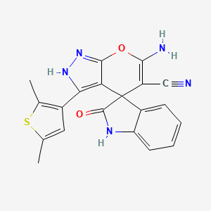molecular formula C20H15N5O2S B4297810 6'-amino-3'-(2,5-dimethyl-3-thienyl)-2-oxo-1,2-dihydro-1'H-spiro[indole-3,4'-pyrano[2,3-c]pyrazole]-5'-carbonitrile 