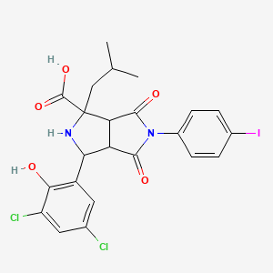 molecular formula C23H21Cl2IN2O5 B4297811 3-(3,5-dichloro-2-hydroxyphenyl)-5-(4-iodophenyl)-1-isobutyl-4,6-dioxooctahydropyrrolo[3,4-c]pyrrole-1-carboxylic acid 