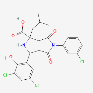 molecular formula C23H21Cl3N2O5 B4297812 5-(3-chlorophenyl)-3-(3,5-dichloro-2-hydroxyphenyl)-1-isobutyl-4,6-dioxooctahydropyrrolo[3,4-c]pyrrole-1-carboxylic acid CAS No. 5776-57-8