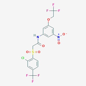 molecular formula C17H11ClF6N2O6S B4297819 2-{[2-chloro-4-(trifluoromethyl)phenyl]sulfonyl}-N-[3-nitro-5-(2,2,2-trifluoroethoxy)phenyl]acetamide 
