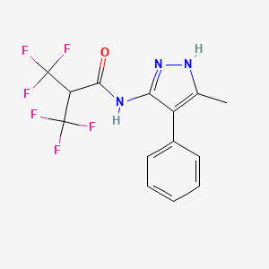 molecular formula C14H11F6N3O B4297848 3,3,3-trifluoro-N-(3-methyl-4-phenyl-1H-pyrazol-5-yl)-2-(trifluoromethyl)propanamide 