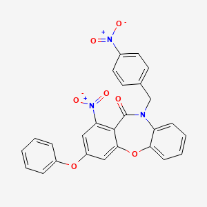 molecular formula C26H17N3O7 B4297858 1-nitro-10-(4-nitrobenzyl)-3-phenoxydibenzo[b,f][1,4]oxazepin-11(10H)-one 