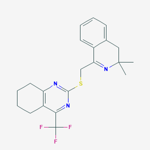 molecular formula C21H22F3N3S B4297864 2-{[(3,3-dimethyl-3,4-dihydroisoquinolin-1-yl)methyl]thio}-4-(trifluoromethyl)-5,6,7,8-tetrahydroquinazoline 