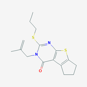 molecular formula C16H20N2OS2 B429791 3-(2-methyl-2-propenyl)-2-(propylsulfanyl)-3,5,6,7-tetrahydro-4H-cyclopenta[4,5]thieno[2,3-d]pyrimidin-4-one 