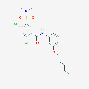 molecular formula C21H26Cl2N2O4S B4297919 2,4-dichloro-5-[(dimethylamino)sulfonyl]-N-[3-(hexyloxy)phenyl]benzamide 