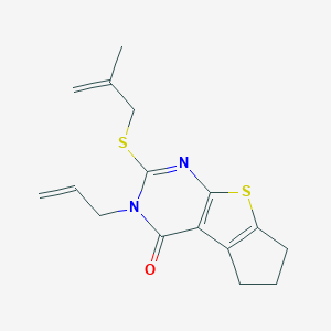 molecular formula C16H18N2OS2 B429793 2-[(2-methylprop-2-en-1-yl)sulfanyl]-3-(prop-2-en-1-yl)-3,5,6,7-tetrahydro-4H-cyclopenta[4,5]thieno[2,3-d]pyrimidin-4-one CAS No. 316357-97-8