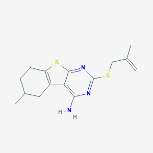 molecular formula C15H19N3S2 B429795 6-Methyl-2-[(2-methyl-2-propenyl)sulfanyl]-5,6,7,8-tetrahydro[1]benzothieno[2,3-d]pyrimidin-4-amine CAS No. 316358-27-7
