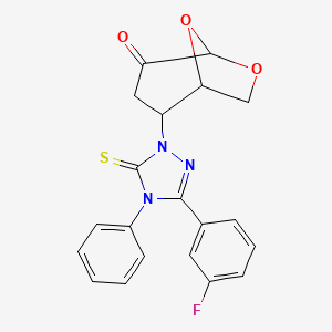 molecular formula C20H16FN3O3S B4297962 2-[3-(3-fluorophenyl)-4-phenyl-5-thioxo-4,5-dihydro-1H-1,2,4-triazol-1-yl]-6,8-dioxabicyclo[3.2.1]octan-4-one 