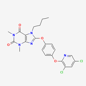 molecular formula C22H21Cl2N5O4 B4297981 7-butyl-8-{4-[(3,5-dichloropyridin-2-yl)oxy]phenoxy}-1,3-dimethyl-3,7-dihydro-1H-purine-2,6-dione 