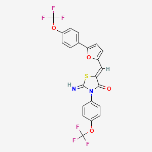 molecular formula C22H12F6N2O4S B4297994 2-imino-3-[4-(trifluoromethoxy)phenyl]-5-({5-[4-(trifluoromethoxy)phenyl]-2-furyl}methylene)-1,3-thiazolidin-4-one 