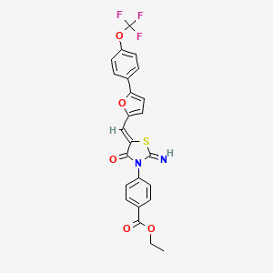 molecular formula C24H17F3N2O5S B4297996 ethyl 4-[2-imino-4-oxo-5-({5-[4-(trifluoromethoxy)phenyl]-2-furyl}methylene)-1,3-thiazolidin-3-yl]benzoate 