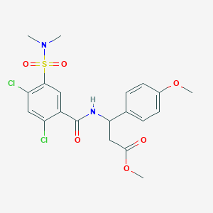 molecular formula C20H22Cl2N2O6S B4298011 methyl 3-({2,4-dichloro-5-[(dimethylamino)sulfonyl]benzoyl}amino)-3-(4-methoxyphenyl)propanoate 