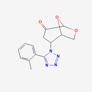 molecular formula C14H14N4O3 B4298015 2-[5-(2-methylphenyl)-1H-tetrazol-1-yl]-6,8-dioxabicyclo[3.2.1]octan-4-one 