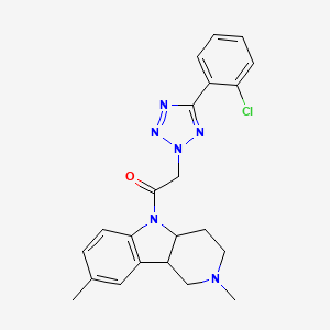 molecular formula C22H23ClN6O B4298031 5-{[5-(2-chlorophenyl)-2H-tetrazol-2-yl]acetyl}-2,8-dimethyl-2,3,4,4a,5,9b-hexahydro-1H-pyrido[4,3-b]indole 