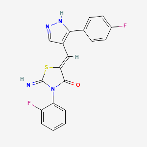 molecular formula C19H12F2N4OS B4298038 3-(2-fluorophenyl)-5-{[3-(4-fluorophenyl)-1H-pyrazol-4-yl]methylene}-2-imino-1,3-thiazolidin-4-one 