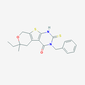 molecular formula C19H20N2O2S2 B429804 3-benzyl-6-ethyl-6-methyl-2-thioxo-1,2,3,5,6,8-hexahydro-4H-pyrano[4',3':4,5]thieno[2,3-d]pyrimidin-4-one CAS No. 327171-06-2