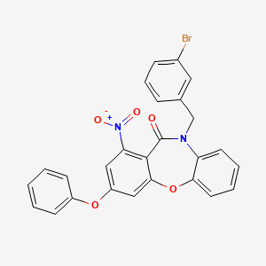 molecular formula C26H17BrN2O5 B4298079 10-(3-bromobenzyl)-1-nitro-3-phenoxydibenzo[b,f][1,4]oxazepin-11(10H)-one 