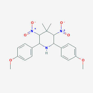 molecular formula C21H25N3O6 B429809 2,6-Bis(4-methoxyphenyl)-4,4-dimethyl-3,5-dinitropiperidine CAS No. 302795-46-6