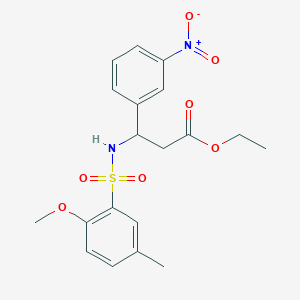 molecular formula C19H22N2O7S B4298106 ethyl 3-{[(2-methoxy-5-methylphenyl)sulfonyl]amino}-3-(3-nitrophenyl)propanoate 