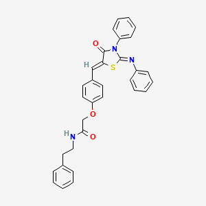 molecular formula C32H27N3O3S B4298114 2-(4-{[4-oxo-3-phenyl-2-(phenylimino)-1,3-thiazolidin-5-ylidene]methyl}phenoxy)-N-(2-phenylethyl)acetamide 