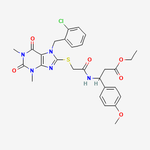 molecular formula C28H30ClN5O6S B4298116 ethyl 3-[({[7-(2-chlorobenzyl)-1,3-dimethyl-2,6-dioxo-2,3,6,7-tetrahydro-1H-purin-8-yl]thio}acetyl)amino]-3-(4-methoxyphenyl)propanoate 