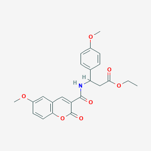 molecular formula C23H23NO7 B4298138 ethyl 3-{[(6-methoxy-2-oxo-2H-chromen-3-yl)carbonyl]amino}-3-(4-methoxyphenyl)propanoate 