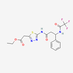 ethyl [5-({3-phenyl-3-[(trifluoroacetyl)amino]propanoyl}amino)-1,3,4-thiadiazol-2-yl]acetate