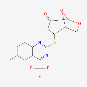 molecular formula C16H17F3N2O3S B4298155 2-{[6-methyl-4-(trifluoromethyl)-5,6,7,8-tetrahydroquinazolin-2-yl]thio}-6,8-dioxabicyclo[3.2.1]octan-4-one 
