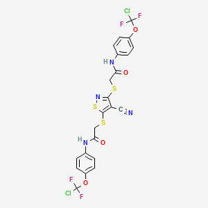 molecular formula C22H14Cl2F4N4O4S3 B4298179 2,2'-[(4-cyanoisothiazole-3,5-diyl)bis(thio)]bis(N-{4-[chloro(difluoro)methoxy]phenyl}acetamide) 