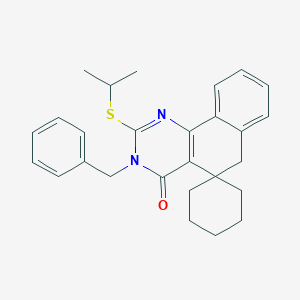 molecular formula C27H30N2OS B429821 3-benzyl-2-(isopropylsulfanyl)-5,6-dihydrospiro(benzo[h]quinazoline-5,1'-cyclohexane)-4(3H)-one CAS No. 332849-65-7
