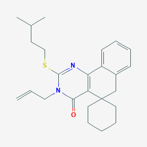 molecular formula C25H32N2OS B429822 3-allyl-2-(isopentylsulfanyl)-5,6-dihydrospiro(benzo[h]quinazoline-5,1'-cyclohexane)-4(3H)-one 