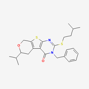 molecular formula C24H30N2O2S2 B4298252 3-benzyl-6-isopropyl-2-[(3-methylbutyl)thio]-3,5,6,8-tetrahydro-4H-pyrano[4',3':4,5]thieno[2,3-d]pyrimidin-4-one 