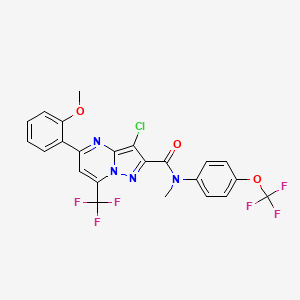 molecular formula C23H15ClF6N4O3 B4298262 3-chloro-5-(2-methoxyphenyl)-N-methyl-N-[4-(trifluoromethoxy)phenyl]-7-(trifluoromethyl)pyrazolo[1,5-a]pyrimidine-2-carboxamide 