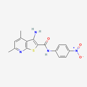 molecular formula C16H14N4O3S B4298300 3-amino-4,6-dimethyl-N-(4-nitrophenyl)thieno[2,3-b]pyridine-2-carboxamide 