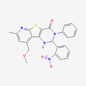 molecular formula C24H20N4O4S B4298308 9-(methoxymethyl)-7-methyl-2-(2-nitrophenyl)-3-phenyl-2,3-dihydropyrido[3',2':4,5]thieno[3,2-d]pyrimidin-4(1H)-one 