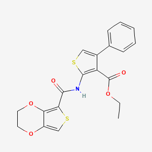 molecular formula C20H17NO5S2 B4298362 ethyl 2-[(2,3-dihydrothieno[3,4-b][1,4]dioxin-5-ylcarbonyl)amino]-4-phenylthiophene-3-carboxylate 
