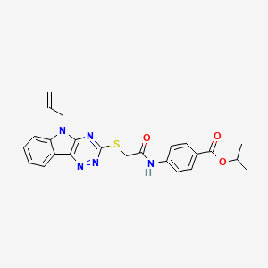 molecular formula C24H23N5O3S B4298393 isopropyl 4-({[(5-allyl-5H-[1,2,4]triazino[5,6-b]indol-3-yl)thio]acetyl}amino)benzoate 