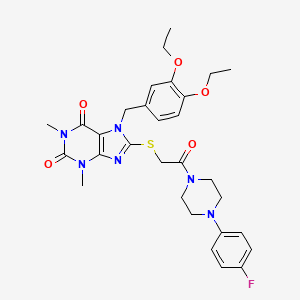 molecular formula C30H35FN6O5S B4298401 7-(3,4-diethoxybenzyl)-8-({2-[4-(4-fluorophenyl)piperazin-1-yl]-2-oxoethyl}thio)-1,3-dimethyl-3,7-dihydro-1H-purine-2,6-dione 