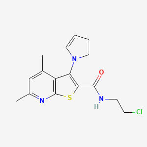 molecular formula C16H16ClN3OS B4298418 N-(2-chloroethyl)-4,6-dimethyl-3-(1H-pyrrol-1-yl)thieno[2,3-b]pyridine-2-carboxamide 