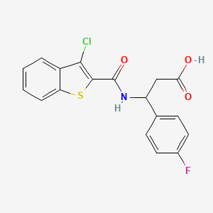 molecular formula C18H13ClFNO3S B4298438 3-{[(3-chloro-1-benzothien-2-yl)carbonyl]amino}-3-(4-fluorophenyl)propanoic acid 
