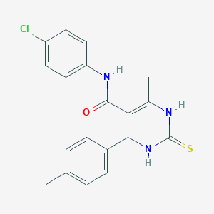 molecular formula C19H18ClN3OS B429844 N-(4-chlorophenyl)-6-methyl-4-(4-methylphenyl)-2-thioxo-1,2,3,4-tetrahydro-5-pyrimidinecarboxamide 
