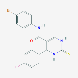 molecular formula C18H15BrFN3OS B429845 N-(4-bromophenyl)-4-(4-fluorophenyl)-6-methyl-2-thioxo-1,2,3,4-tetrahydropyrimidine-5-carboxamide CAS No. 333768-13-1